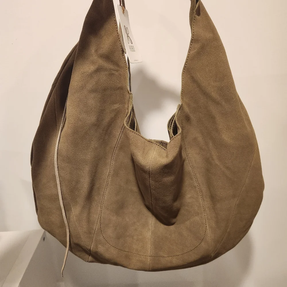 HOBO Olive Green Suede Slouch Hobo Bag